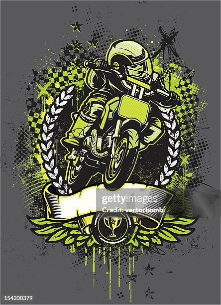 mini biker racing crest: grunge version - little league stock illustrations