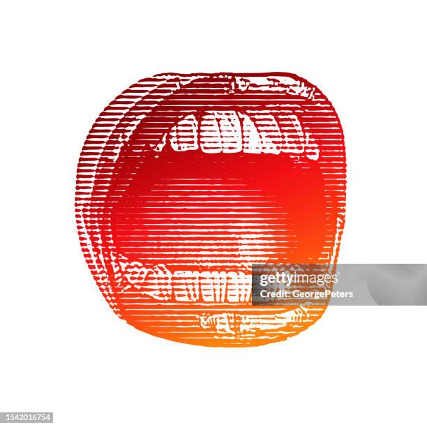 close up of mouth screaming with glitch technique - human teeth illustration stock illustrations