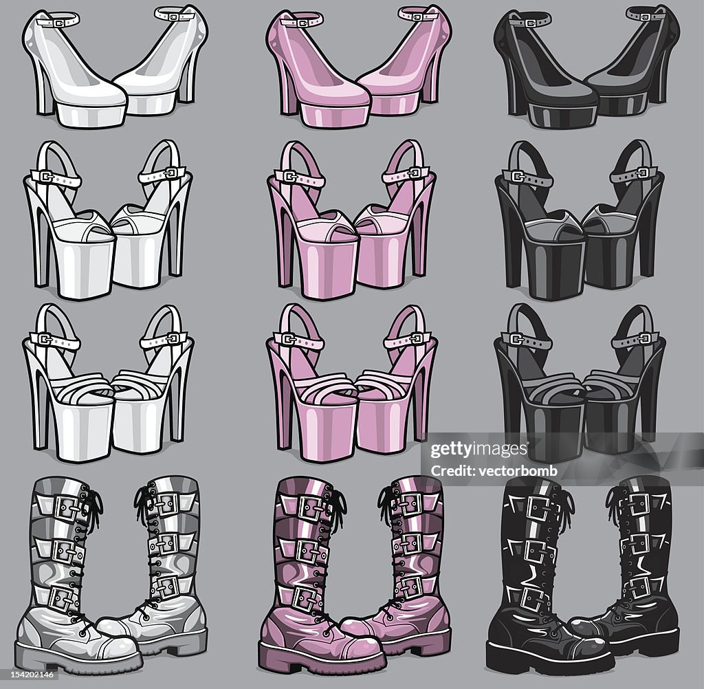 Various vector women's fetish shoes