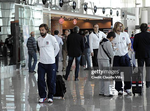 Andrea Pirlo of Italy part from Zvartnots International Airport on October 13, 2012 in Yerevan, Armenia.