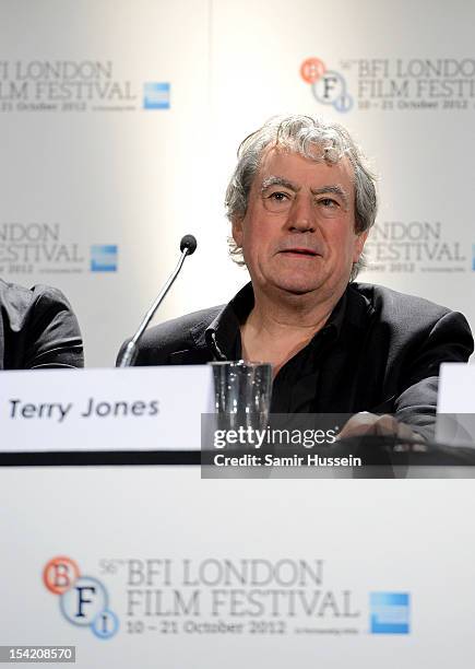 Actor Terry Jones attends "A Liar's Autobiography" press conference during the 56th BFI London Film Festival at the Empire Leicester Square on...