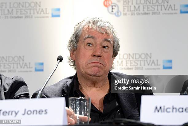 Actor Terry Jones attends "A Liar's Autobiography" press conference during the 56th BFI London Film Festival at the Empire Leicester Square on...