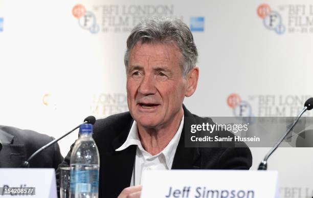 Actor Michael Palin attends "A Liar's Autobiography" press conference during the 56th BFI London Film Festival at the Empire Leicester Square on...