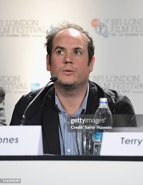 Director Bill Jones attends "A Liar's Autobiography" press conference during the 56th BFI London Film Festival at the Empire Leicester Square on...