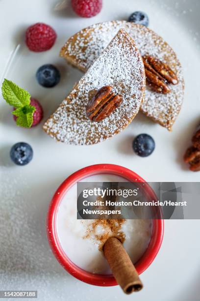 The Pecan Cake with Arroz Con Leche dessert at La Casa del Caballo, Friday, April 19 in Houston.