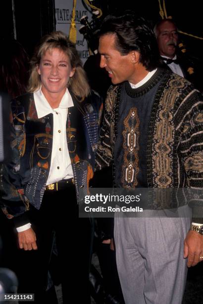 Athletes Chris Evert and Andy Mill attend the premiere of "State of Grace" on September 9, 1990 at Loew's Theater in New York City.