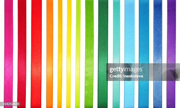 a striped colored spectrum of rainbow colors - award ribbon stock pictures, royalty-free photos & images