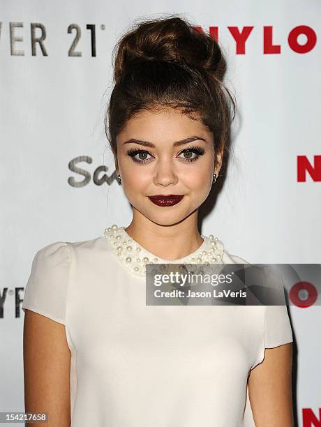 Actress Sarah Hyland attends the Nylon October IT issue celebration and launch of the Hello Kitty and Forever 21 collaboration at The London West...