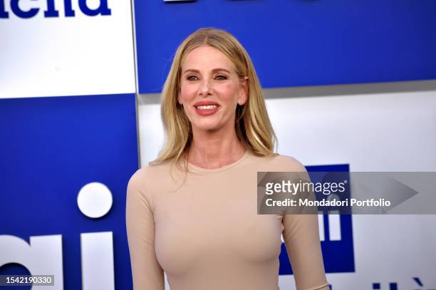 Italian presenter Alessia Marcuzzi attends the palimpsest Rai TV 2023/2024 Presentation photocall in Naples, Italy on July 7, 2023.