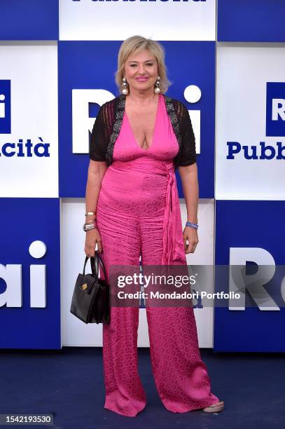 Italian journalist and television presenter Monica Setta attends the palimpsest Rai TV 2023/2024 Presentation photocall in Naples, Italy on July 7,...