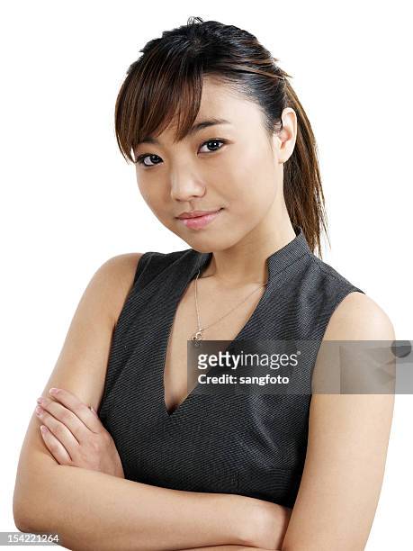 business woman with arms crossed - sleeveless top stock pictures, royalty-free photos & images