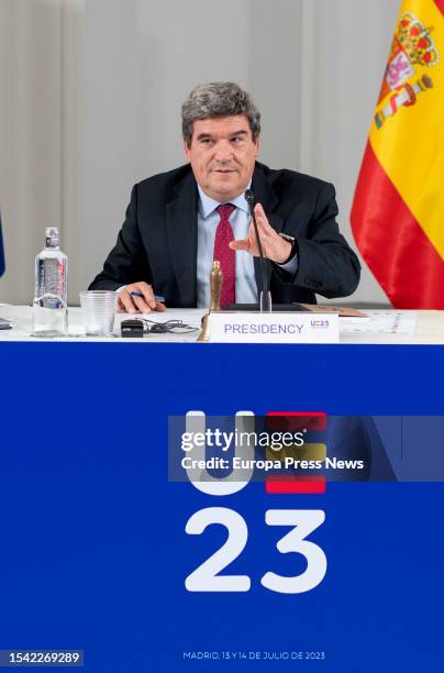 The Minister of Inclusion, Social Security and Migration, Jose Luis Escriva, speaks during the second day of the informal ministerial meeting on...