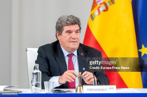 The Minister of Inclusion, Social Security and Migration, Jose Luis Escriva, speaks during the second day of the informal ministerial meeting on...