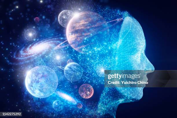 artificial intelligence robot and space - quantum physics stock pictures, royalty-free photos & images