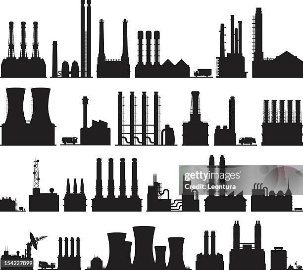 fünfundzwanzig fabriken - kamin stock-grafiken, -clipart, -cartoons und -symbole