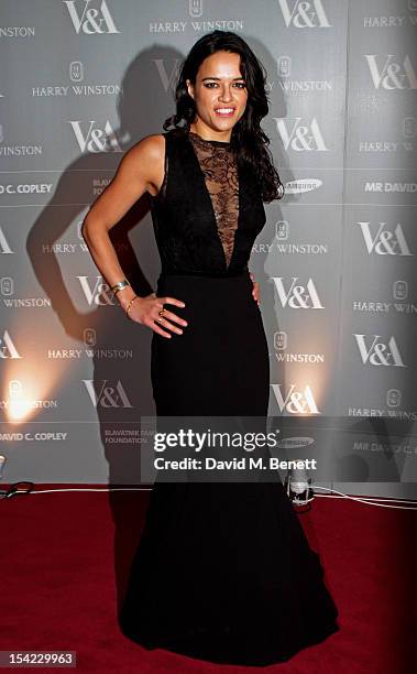 Actress Michelle Rodriguez arrives at the launch dinner for the new Hollywood Costume exhibition at the V&A Museum on October 16, 2012 in London,...