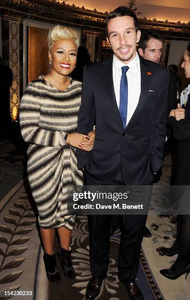 Emeli Sande and Adam Gouraguine attend Lord Coe's 'Journey to 2012' event for the PSP Association at The Dorchester on October 16, 2012 in London,...