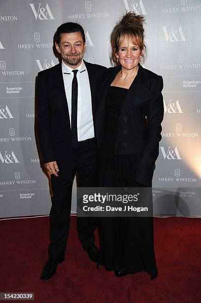 Andy Serkis and Lorraine Ashbourne attend the Hollywood Costume gala dinner at The Victoria & Albert Museum on October 16, 2012 in London, England.