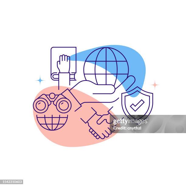 core values related line banner design. trust, honesty, responsibility, quality - vision and value proposition stock illustrations