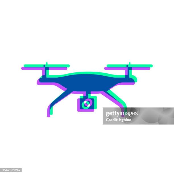 drone with camera. icon with two color overlay on white background - remote control helicopter stock illustrations