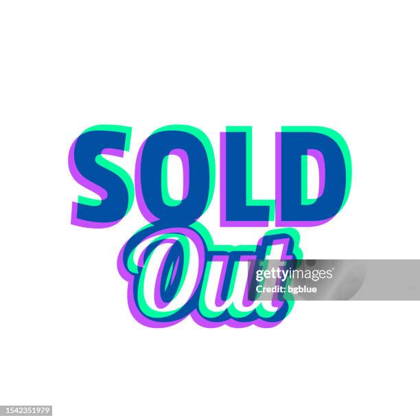 sold out. icon with two color overlay on white background - sold out stock illustrations