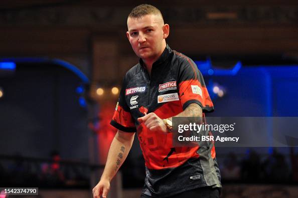 Nathan Aspinall of England during Day 4 of the 2023 Betfred World ...