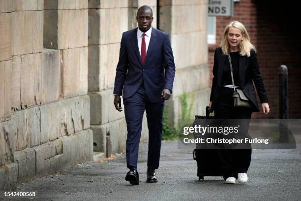 Former Manchester City footballer Benjamin Mendy arrives, with a member of his legal team, for the continuation of his trial at Chester Crown Court...
