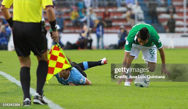 Rudy Cardozo of Bolivia in action during a match between Uruguay and Bolivia as part of the South American Qualifiers for the FIFA Brazil 2014 World...