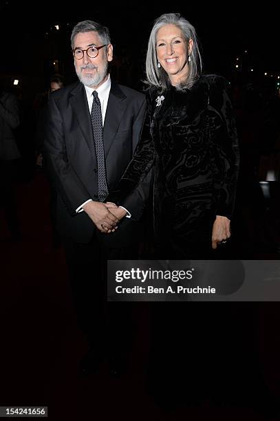 Deborah Nadoolman Landis and John Landis attends the Hollywood Costume gala dinner>> at Victoria & Albert Museum on October 16, 2012 in London,...