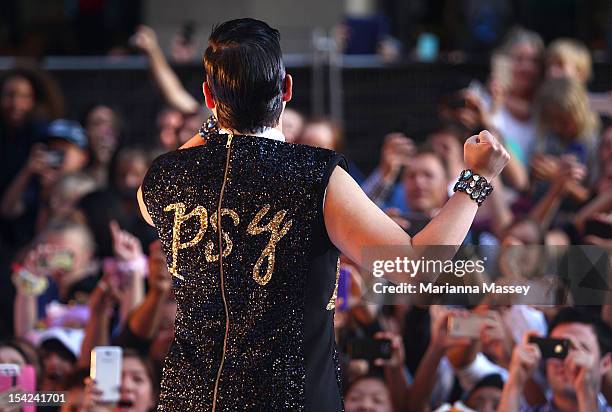 South Korean rapper Psy, performs live on Channel 7's "Sunrise" at Martin Place on October 17, 2012 in Sydney, Australia.