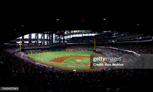 General view of the game between the Texas Rangers and the Tampa Bay Rays during the sixth inning at Globe Life Field on July 19, 2023 in Arlington,...