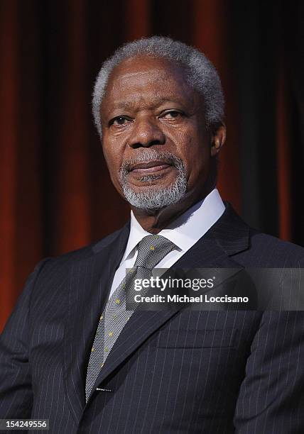 Former Secretary General of the United Nations Kofi Annan attends the 2012 Global Leadership Awards Dinner at Cipriani 42nd Street on October 16,...