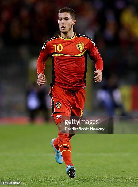 Eden Hazard of Belgium during the FIFA 2012 World Cup Qualifier match between Belgium and Scotland on October 16, 2012 in Brussels, Belgium.