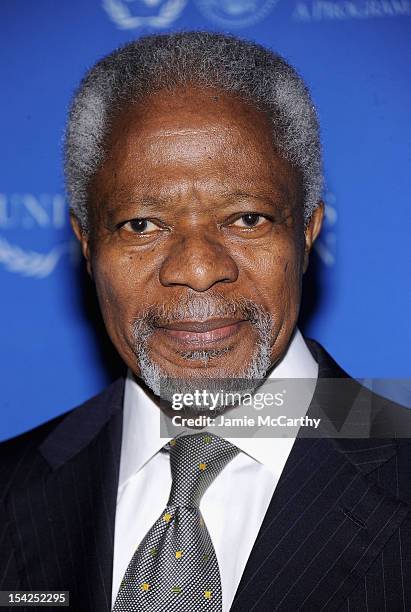 Former Secretary General of the United Nations Kofi Annan attends the 2012 Global Leadership Awards Dinner at Cipriani 42nd Street on October 16,...