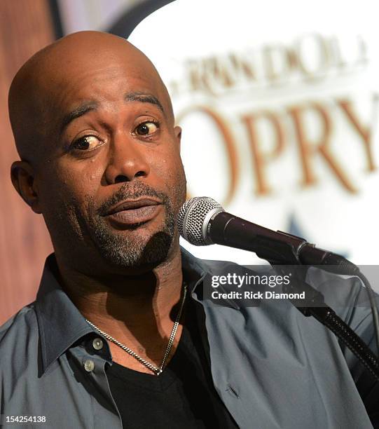 Darius Rucker addresses the press before Darius Rucker's induction into The Grand Ole Opry on October 16, 2012 in Nashville, Tennessee.