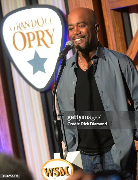 Darius Rucker addresses the press before Darius Rucker's induction into The Grand Ole Opry on October 16, 2012 in Nashville, Tennessee.