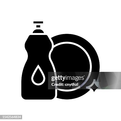 Dish Washing Icon Solid Style. Vector Icon Design Element for Web Page, Mobile App, UI, UX Design Dish Washing Icon Solid Style. Vector Icon Design Element for Web Page, Mobile App, UI, UX Design