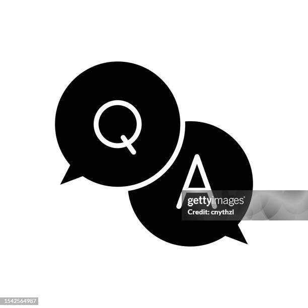 q and a icon solid style. vector icon design element for web page, mobile app, ui, ux design - hard conversation stock illustrations