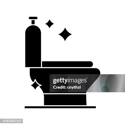 Toilet Cleaning Icon Solid Style. Vector Icon Design Element for Web Page, Mobile App, UI, UX Design Toilet Cleaning Icon Solid Style. Vector Icon Design Element for Web Page, Mobile App, UI, UX Design