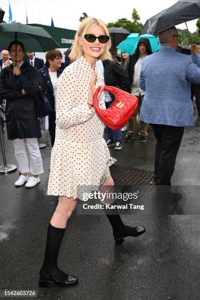 Lucy Boynton attends day twelve of the Wimbledon Tennis Championships at All England Lawn Tennis and Croquet Club on July 14, 2023 in London, England.