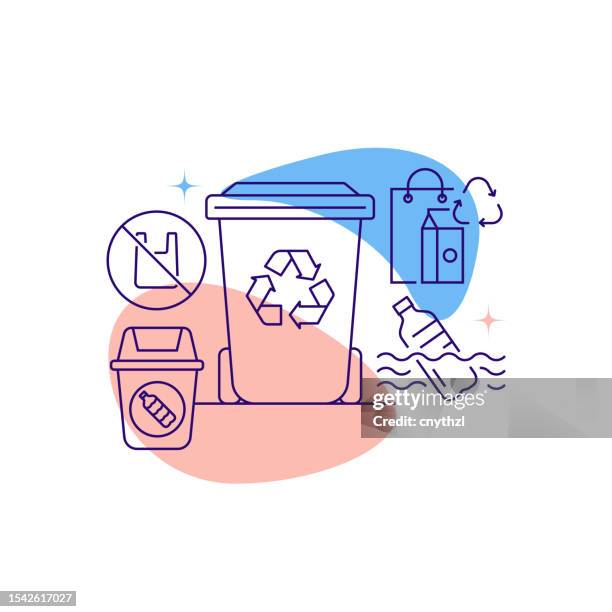 recycling and zero waste related line banner design. pollution, ecology, global warming, sustainable lifestyle. - waste sorting stock illustrations
