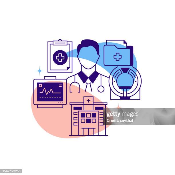 healthcare and medical related line banner design. hospital, doctor, emergency, medicine, surgery - functional magnetic resonance imaging brain stock illustrations
