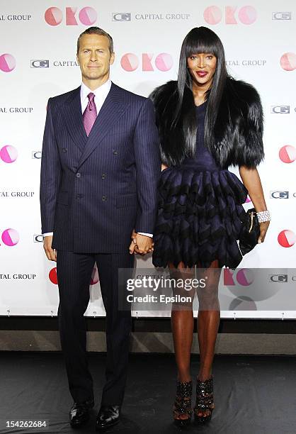 Vladislav Doronin and Naomi Campbell attend the presentation of the new Capital Group skyscraper development project 'OKO' in the 'Moscow City' MMDT...