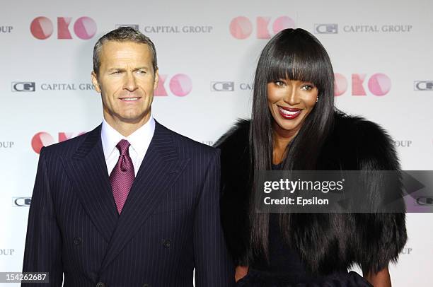 Vladislav Doronin and Naomi Campbell attend the presentation of the new Capital Group skyscraper development project 'OKO' in the 'Moscow City' MMDT...