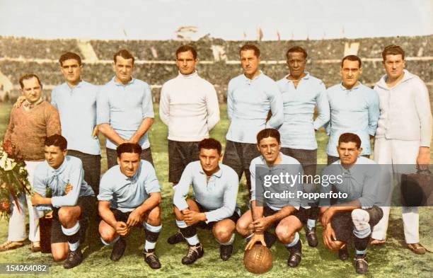 The Uruguayan team prior to the FIFA World Cup Final between Uruguay and Argentina at the Estadio Centenario in Montevideo, 30th July 1930. Uruguay...