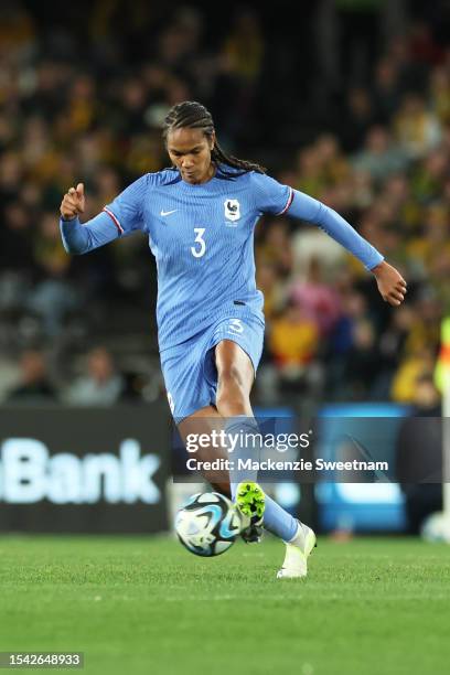 Wendie Renard of France controls the ball during the International Friendly match between the Australia Matildas and France at Marvel Stadium on July...