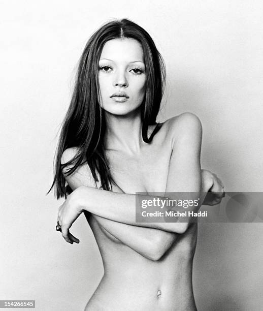 Model Kate Moss is photographed for GQ magazine on June 12, 1991 in London, England.