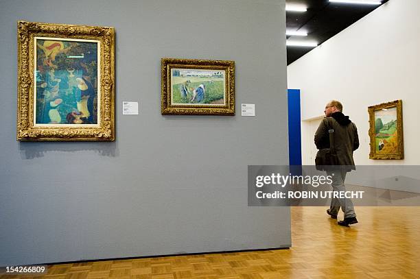 Painting by Camille Pissarro hangs in the Kunsthal museum in Rotterdam on October 17, 2012 at the place where a Henri Matisse was stolen on October...