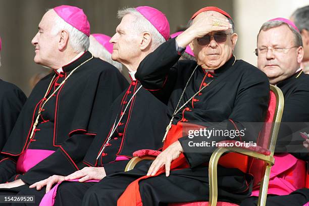 Archbishop of Aparecida and President of the Brasilian bishops Cardinal Damasceno Assis attends the weekly audience held by Pope Benedict XVI in St....