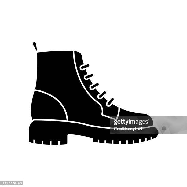 boot icon solid style. vector icon design element for web page, mobile app, ui, ux design - walking shoes stock illustrations
